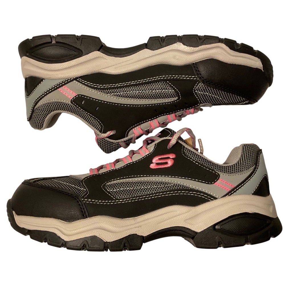 Skechers Women's Work 76601 Biscoe Steel Toe Work Shoes Grey Pink Black Size 9